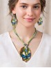 Fashion Butterfly Print Necklace and Earrings Set
